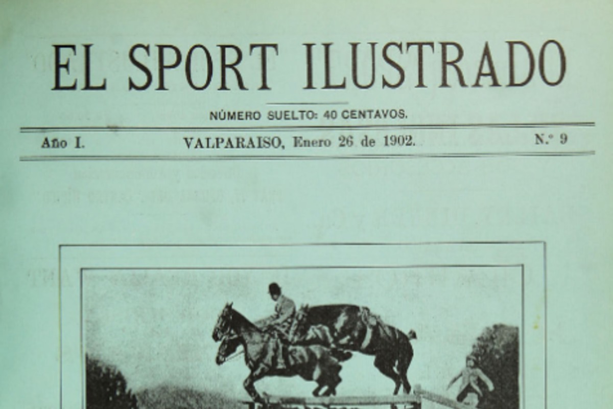 1. El jinete Henry Lecrerc salta con dos caballos. Año 1902