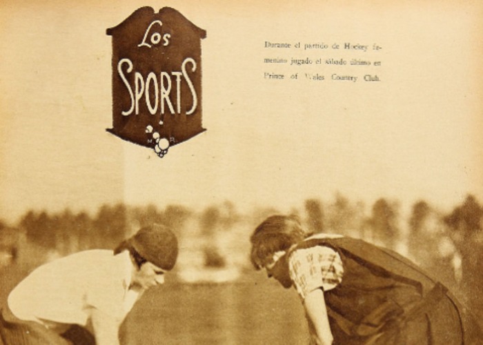 7. Jugadoras de hockey practicando en Santiago. Los Sports, 1928.