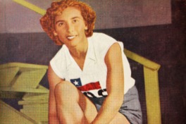 15.	Lisa Peters, campeona sudamericana de salto largo. Estadio, 1953.