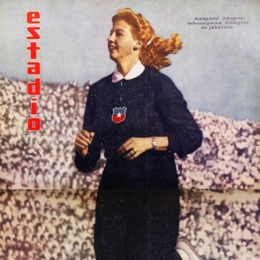 16.	Marlene Ahrens, competidora de jabalina. Estadio, 1956.