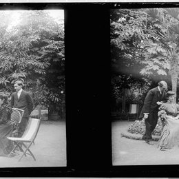 10. Grupo en el jardín de la familia Pastor y Bort en la casa de calle Vicuña Mackenna, 1906. Fotografía de Julio Bertrand Vidal.