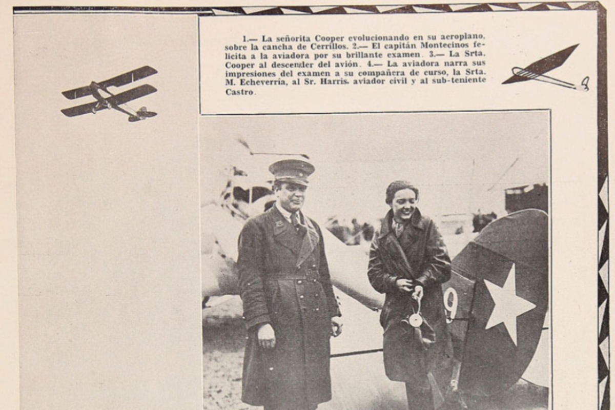 3. Fotografía de Graciela Cooper volando en avión y después de aterrizar.