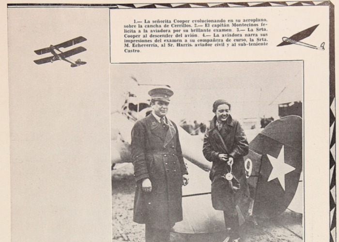 3. Fotografía de Graciela Cooper volando en avión y después de aterrizar.