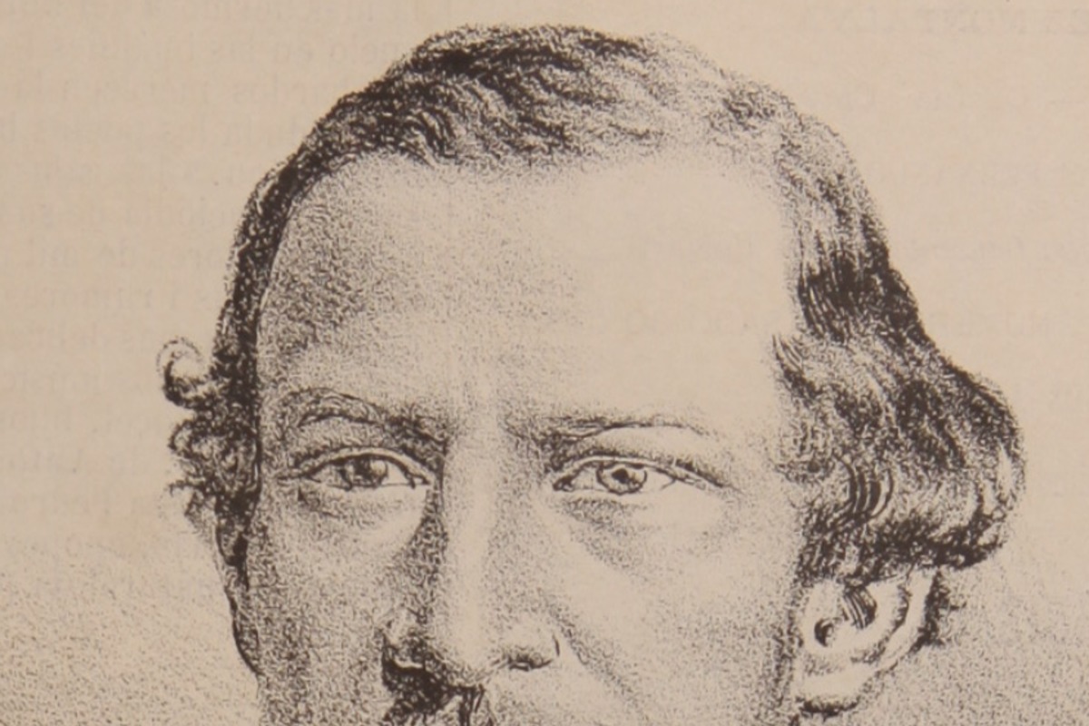 9. Detalle de retrato litográfico de Antônio Gonçalves Dias.