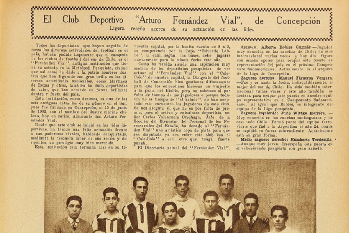 2. Club Deportivo Arturo Fernandez Vial, de Concepción, en 1926.  Revista Los Sports 180 (1926).