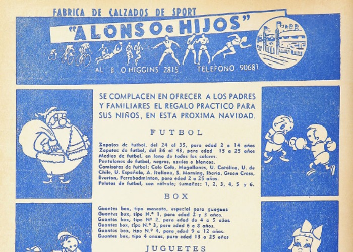 6. Publicidad de pelotas y otros elementos deportivos para niños de Alonso e hijos. Revista Estadio 397 (23 diciembre 1950).