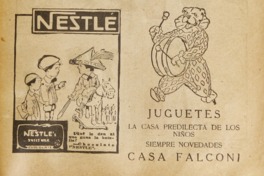 8. Publicidad de chocolate Nestlé y de la casa de jugetes Falconi. Revista El Peneca 681 (5 diciembre de 1921).