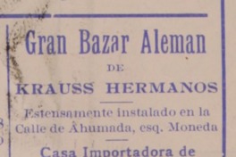 11. Publicidad del Gran Bazar Alemán y sus juguetes. La Lira chilena 1 (5 de enero 1902).