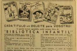 17. Pubicidad de los libros infantiles de la editorial Zig-Zag. Revista El Cabrito  134 (26 de abril de 1944).